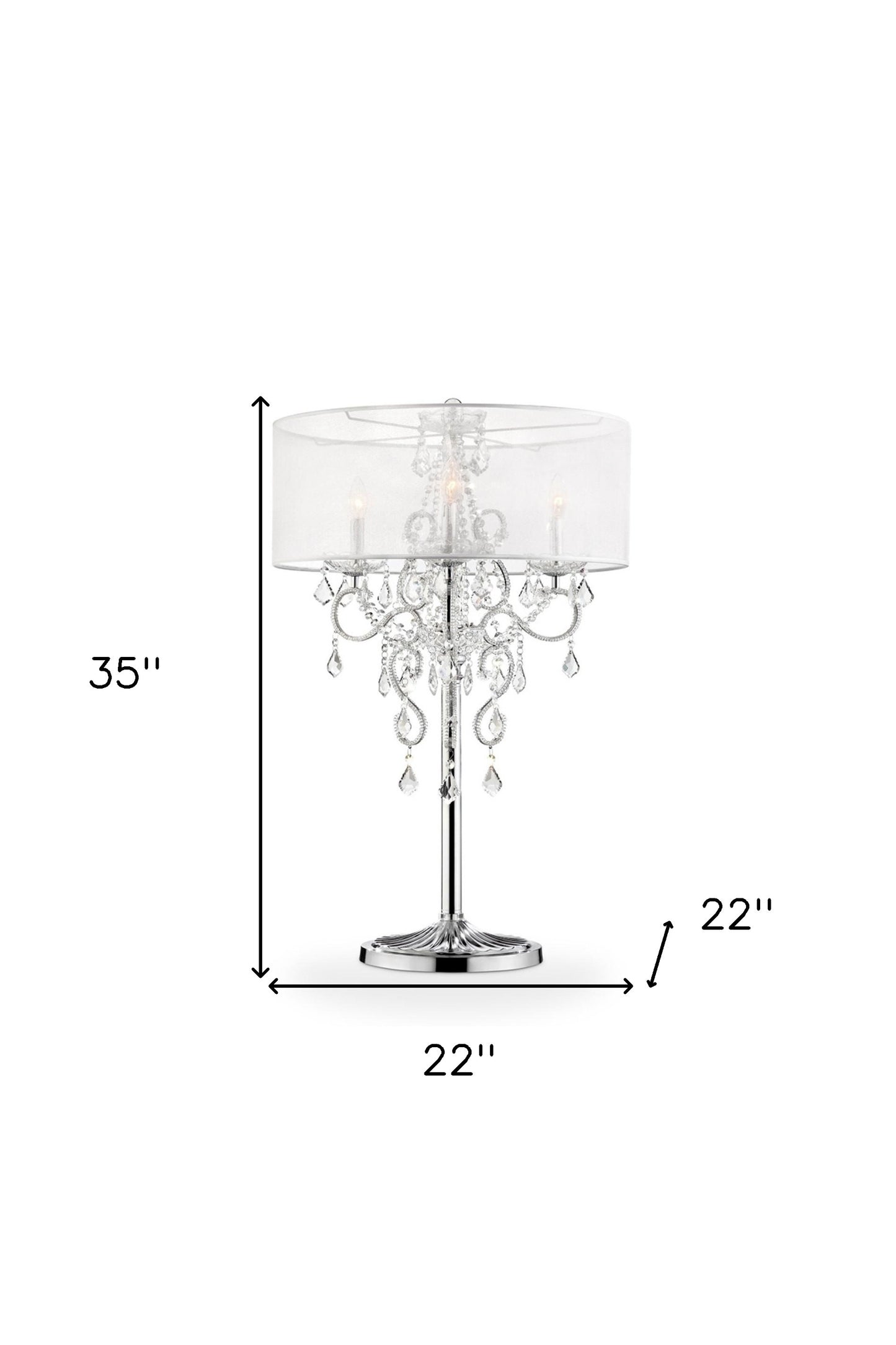 Glam Silver Faux Crystal Accent Table Lamp with See Thru Shade-6