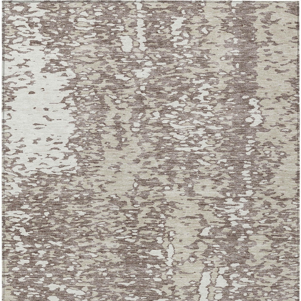 5' X 8' Taupe And Ivory Abstract Washable Indoor Outdoor Area Rug