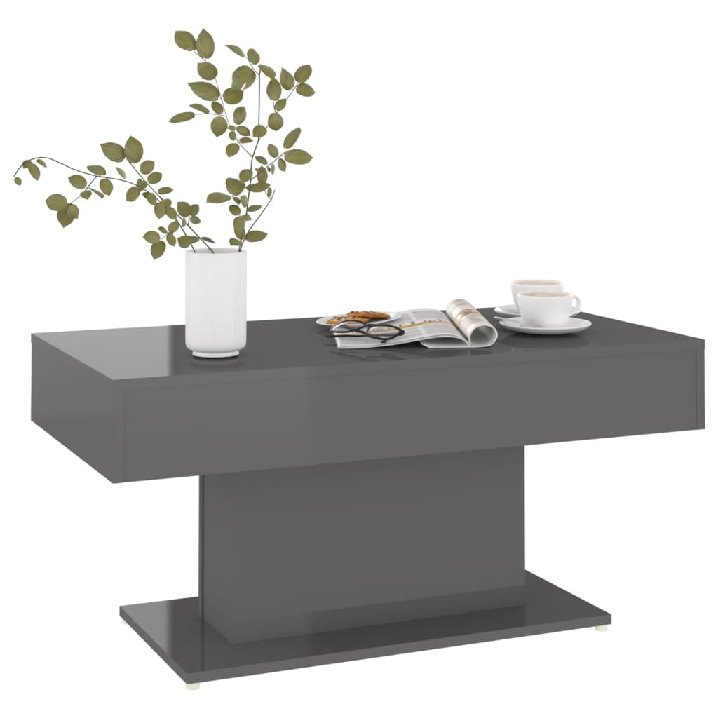 NNEVL Coffee Table High Gloss Grey 96x50x45 cm Chipboard