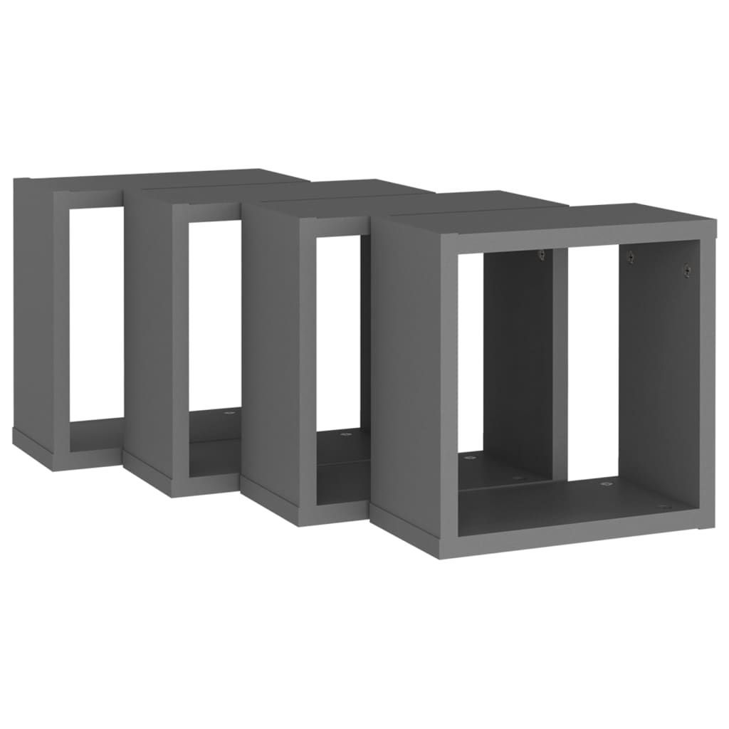 NNEVL Wall Cube Shelves 4 pcs Grey 30x15x30 cm