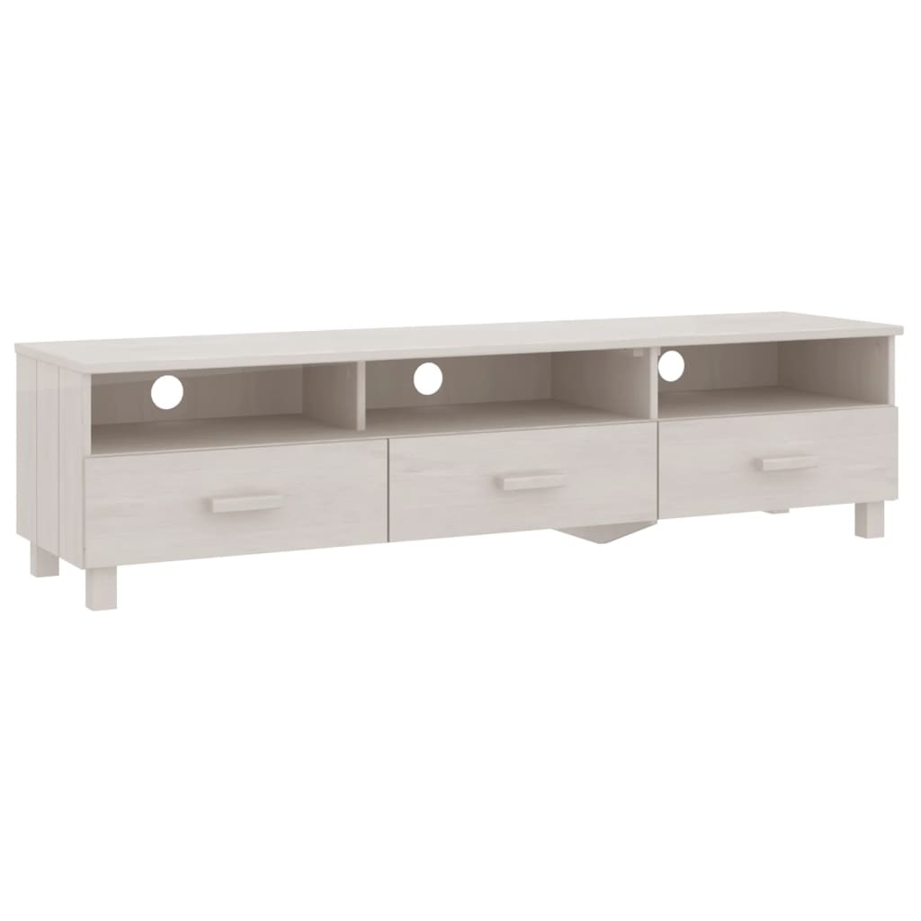 NNEVL TV Cabinet "HAMAR" White 158x40x40 cm Solid Wood Pine