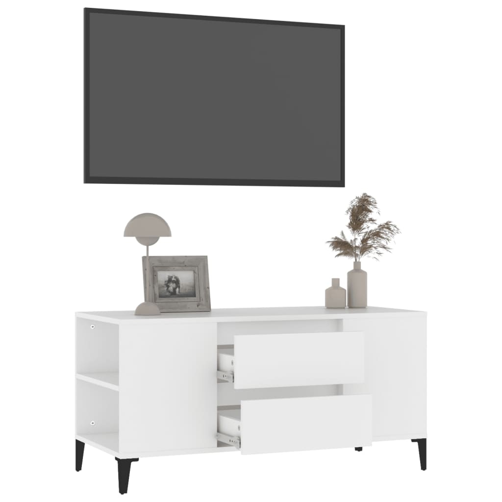 NNEVL TV Cabinet White 102x44.5x50 cm Engineered Wood