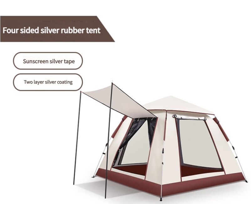 NNEDSZ 5-8 Person Square Camping Tent | Double-Layer Silver Coated Waterproof Shelter with Awning (240*240*155cm)