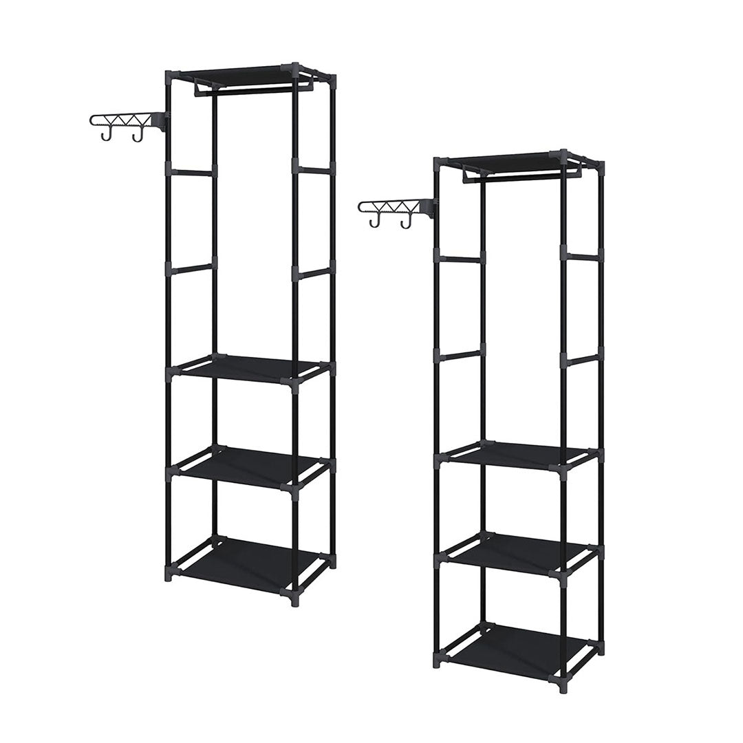 NNEAGS 2X 45x35cm Hanging Clothes Rack Storage w/ 3 Layer Organizer Adjustable ShelvesSturdy Space-Saving