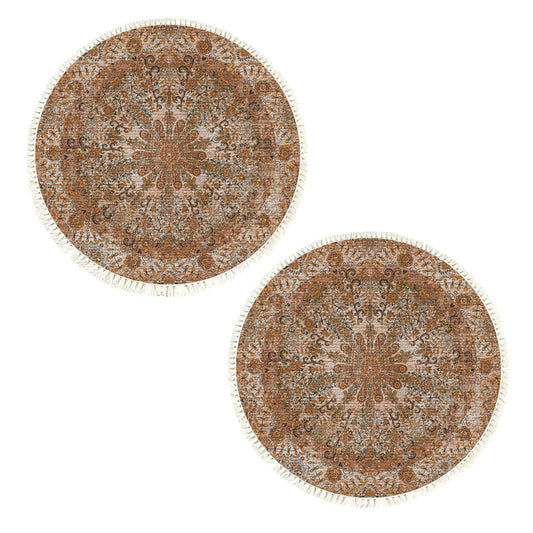 NNEAGS Lot de 2 tapis ronds à motif mandala de 120 cm pour salon, paillasson antidérapant, décoration d'intérieur