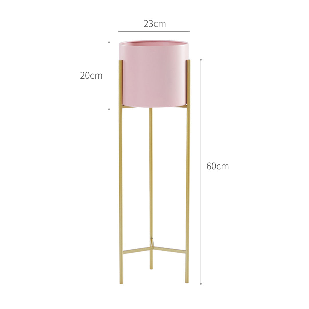 NNEAGS Support pour plantes en métal doré à 2 niveaux de 60 cm avec support pour pot de fleurs rose, étagère d'angle pour affichage intérieur