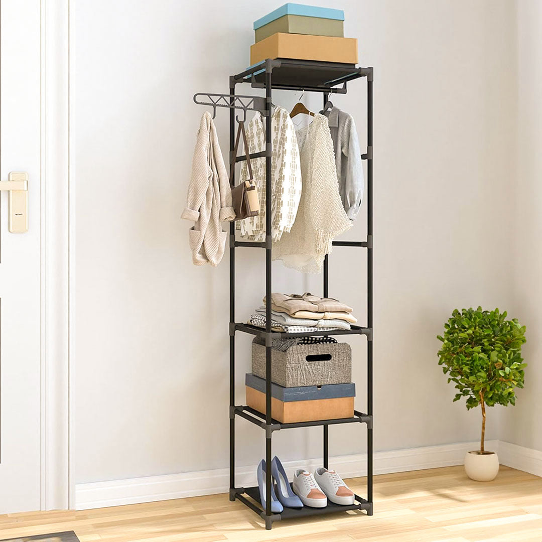 NNEAGS 2X 45x35cm Hanging Clothes Rack Storage w/ 3 Layer Organizer Adjustable ShelvesSturdy Space-Saving