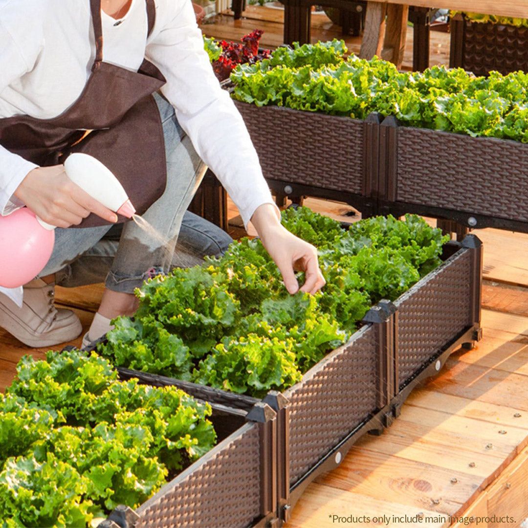 NNEAGS 2X 80cm Raised Planter Box Vegetable Herb Flower Outdoor Plastic Plants Garden Bed Deepen