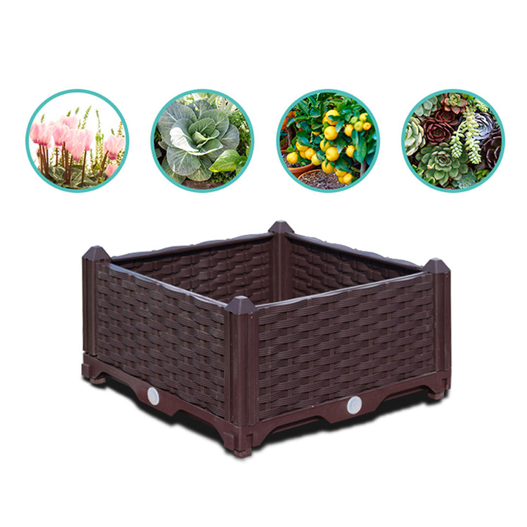 NNEAGS 2X 80cm Raised Planter Box Vegetable Herb Flower Outdoor Plastic Plants Garden Bed Deepen