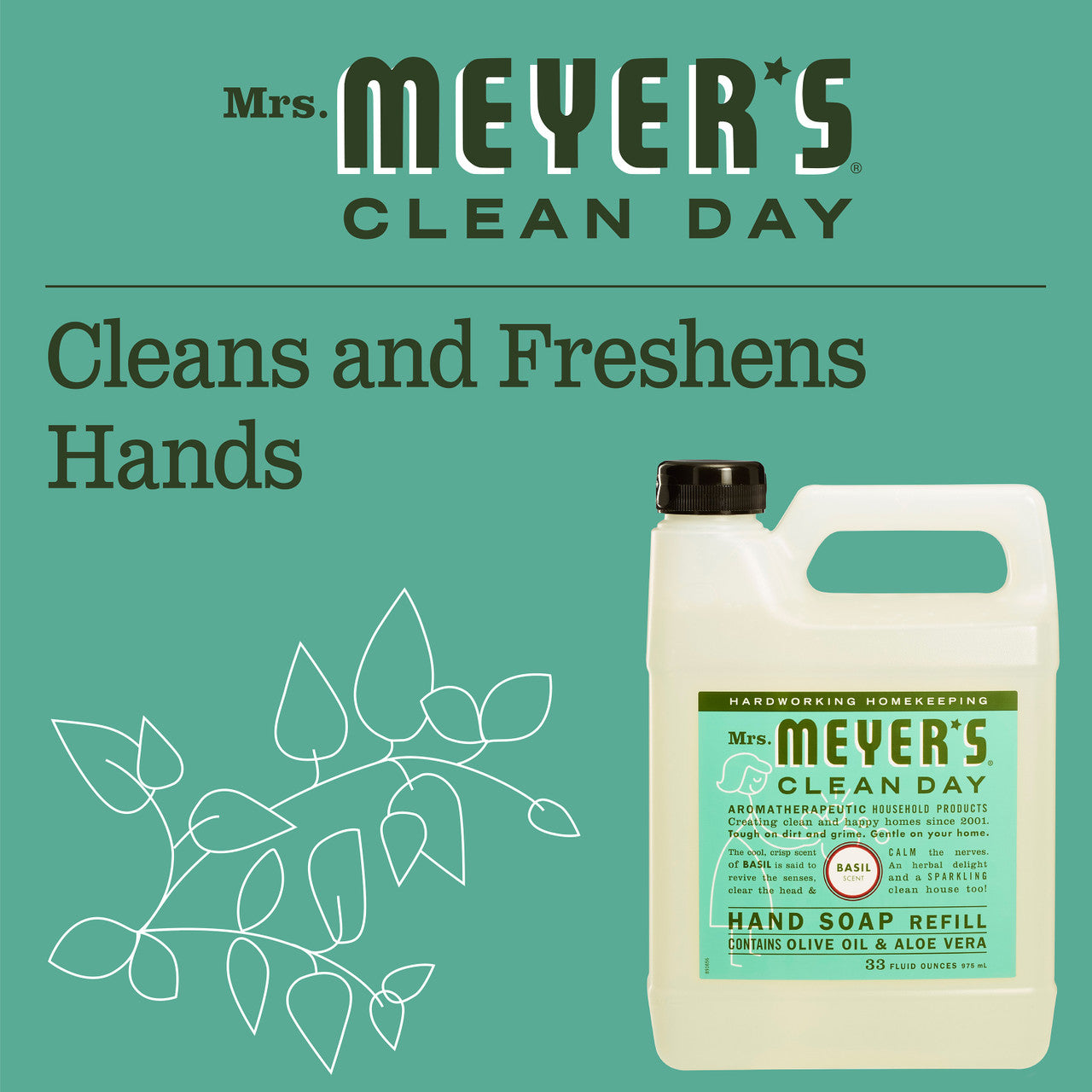 Recharges de savon liquide pour les mains Mrs Meyers (6 x 940 ml)