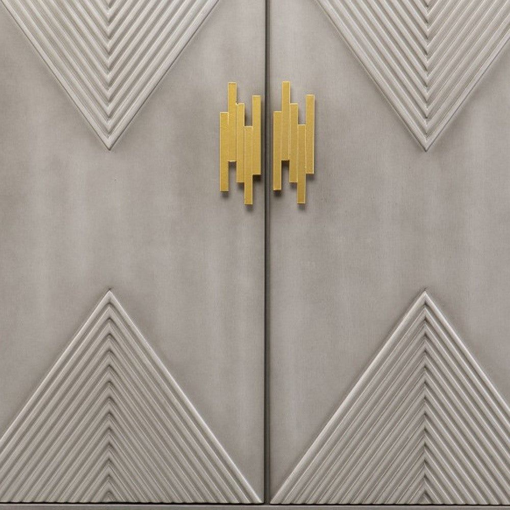 32" Gray Solid Wood Sideboard with Two Doors