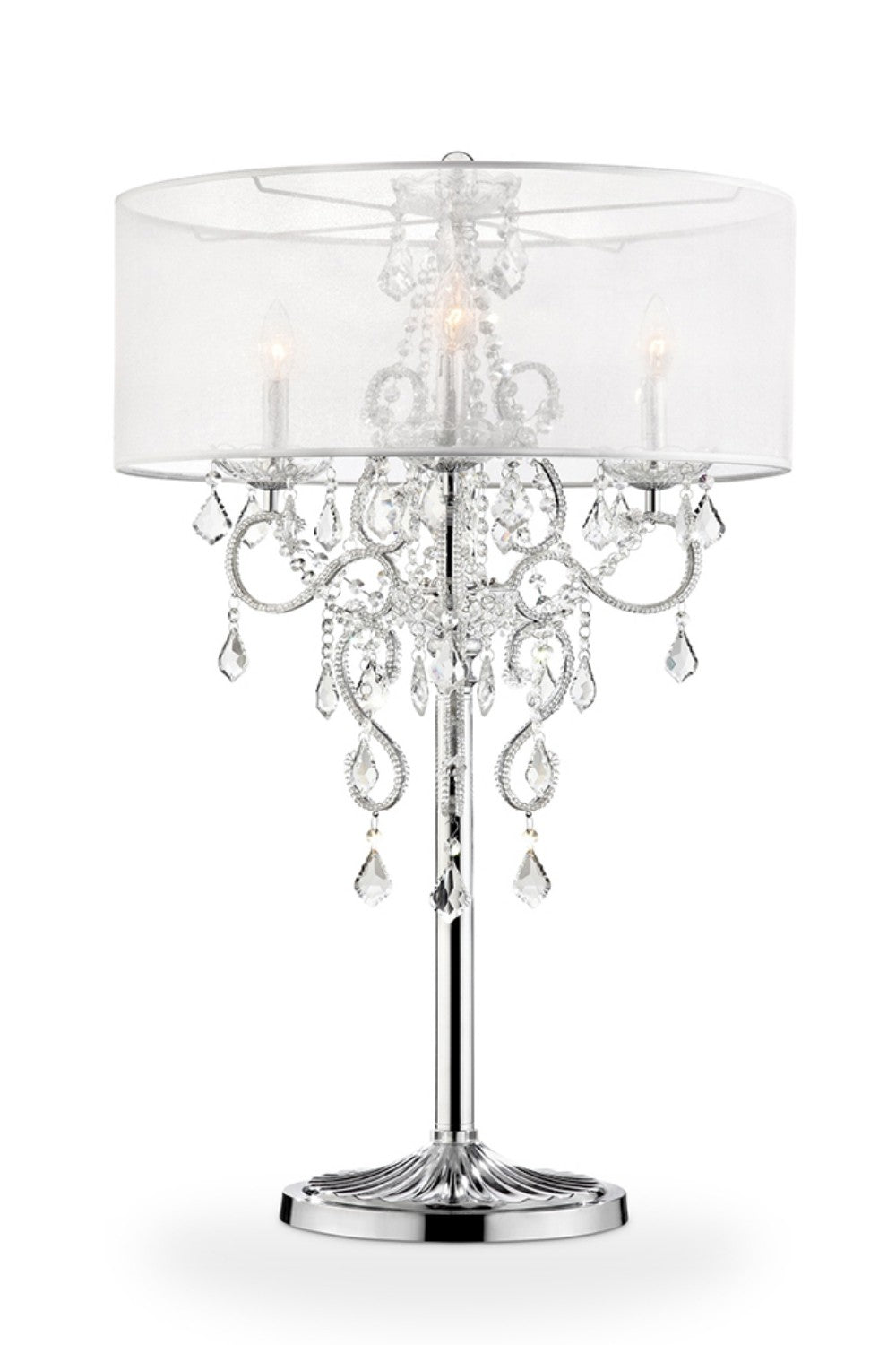 Glam Silver Faux Crystal Accent Table Lamp with See Thru Shade-1