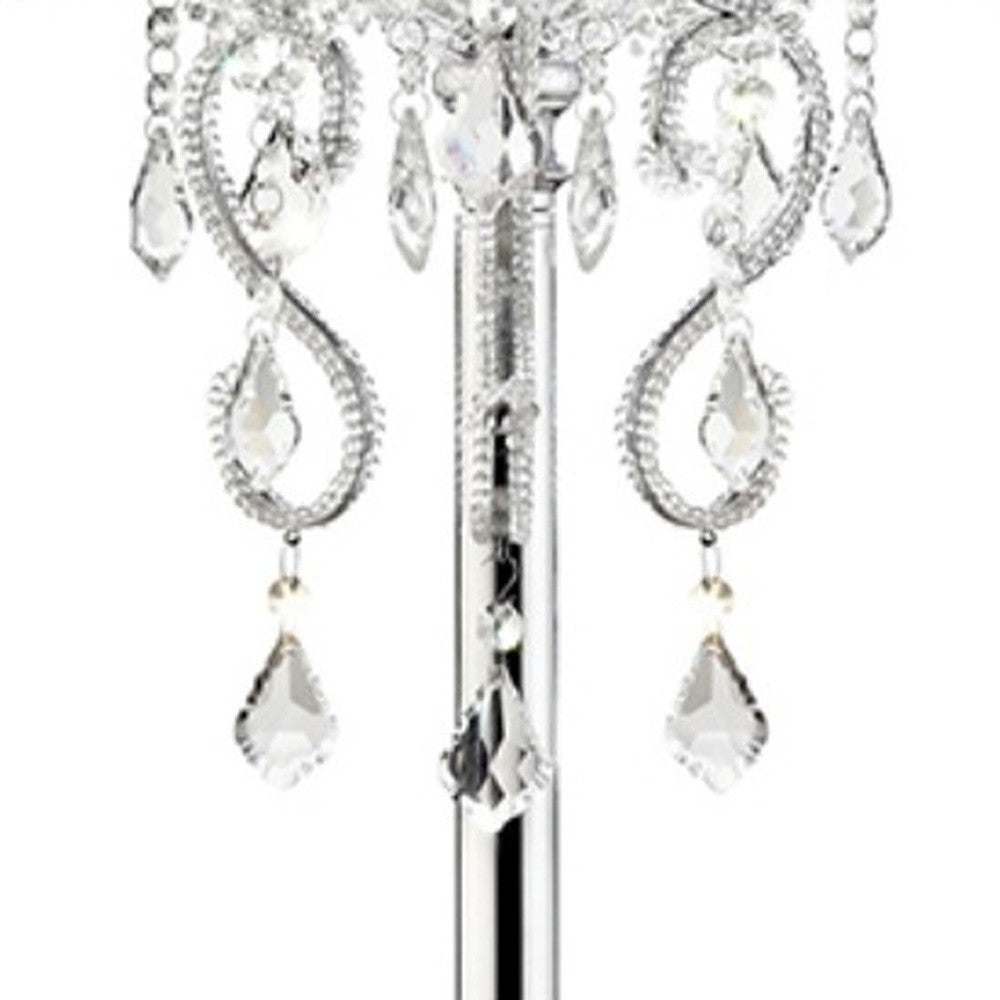 Glam Silver Faux Crystal Accent Table Lamp with See Thru Shade-3
