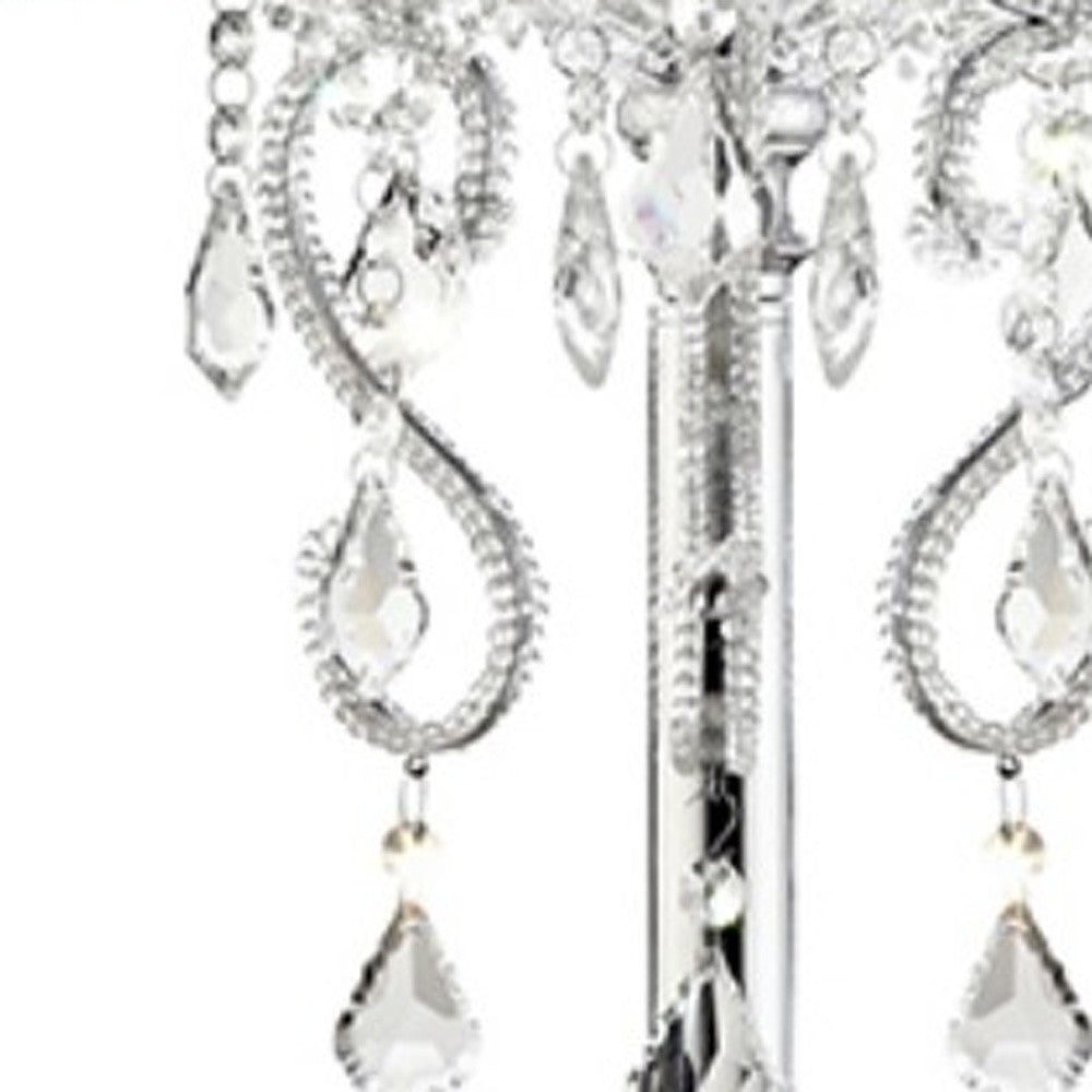 Glam Silver Faux Crystal Accent Table Lamp with See Thru Shade-4
