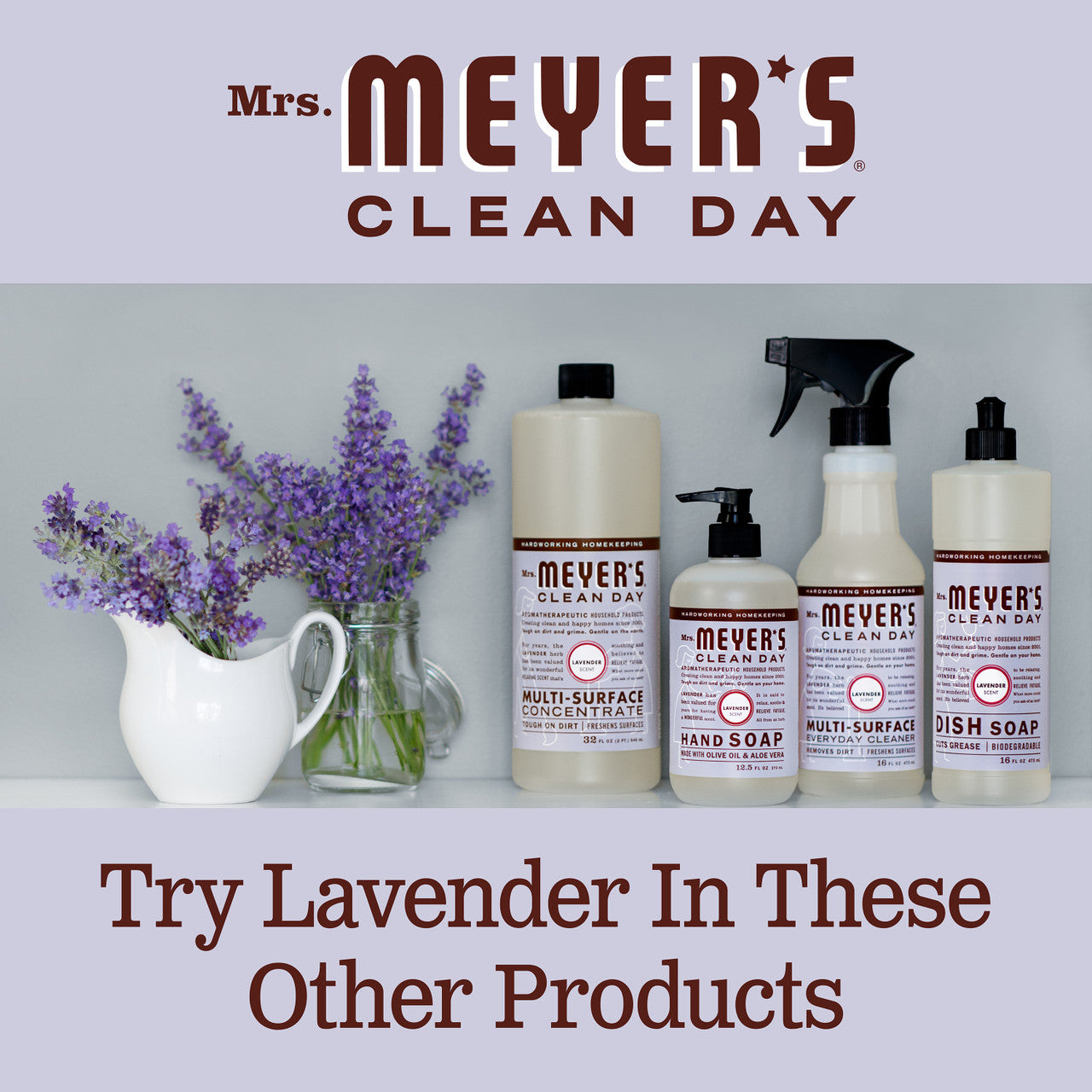 Recharges de savon liquide pour les mains Mrs Meyers Lavande (6 x 33 oz)