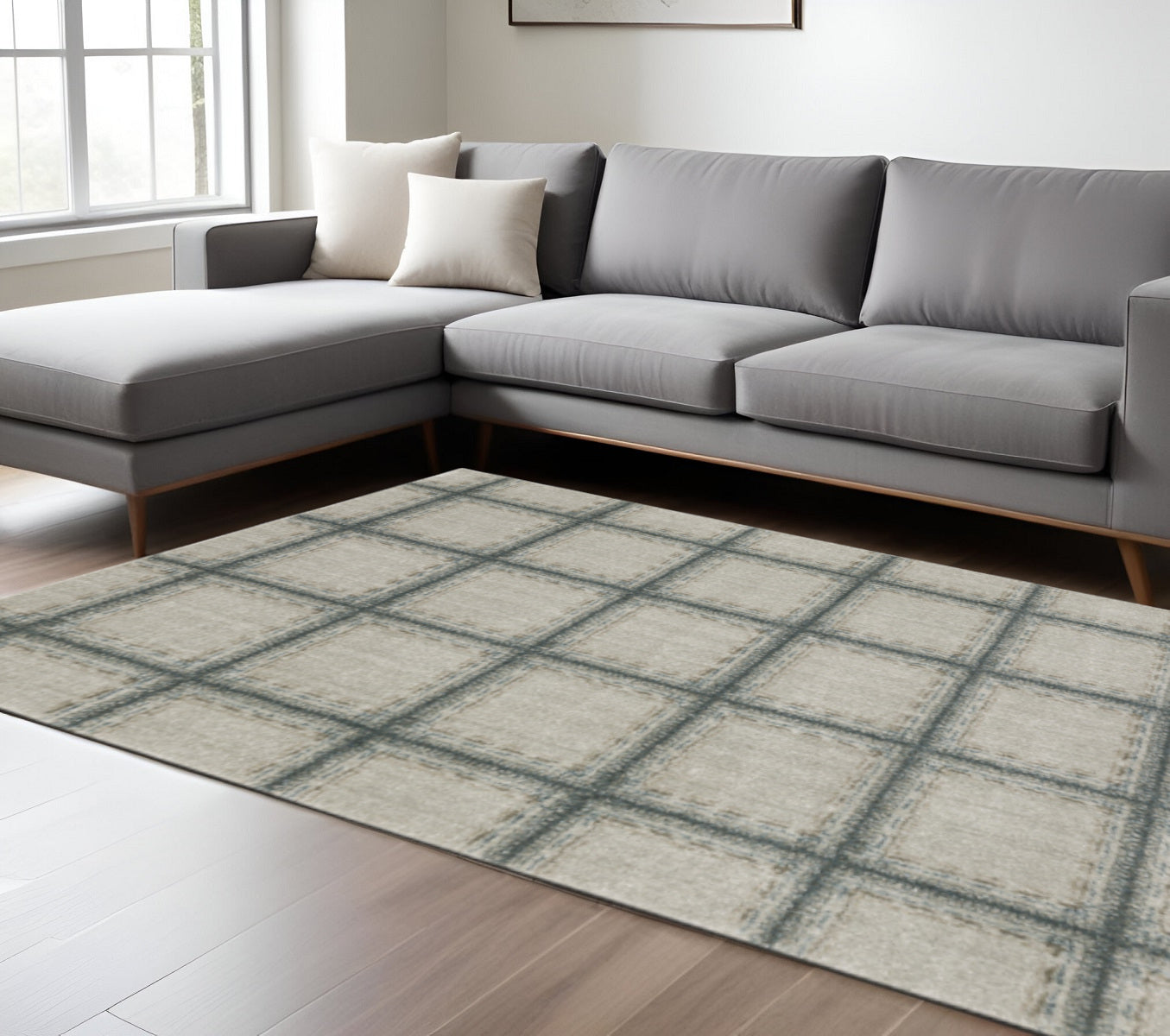 10' X 13' Gray Geometric Power Loom Area Rug-0