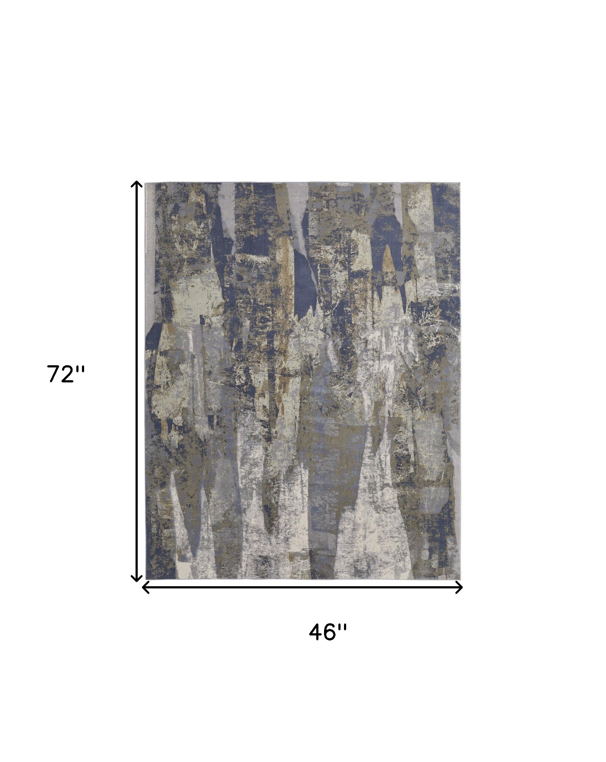 4' X 6' Blue Gray And Tan Abstract Distressed Area Rug-2