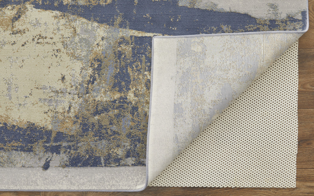 4' X 6' Blue Gray And Tan Abstract Distressed Area Rug-4