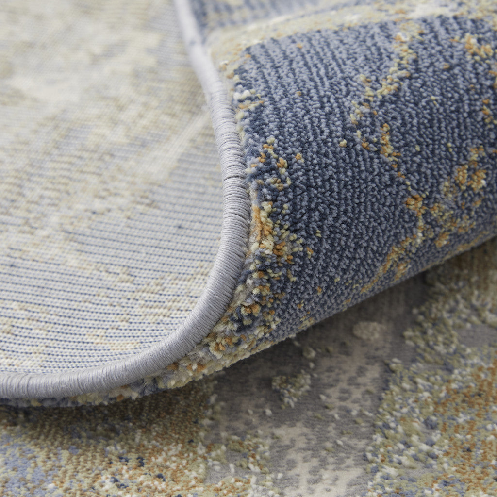 4' X 6' Blue Gray And Tan Abstract Distressed Area Rug-5