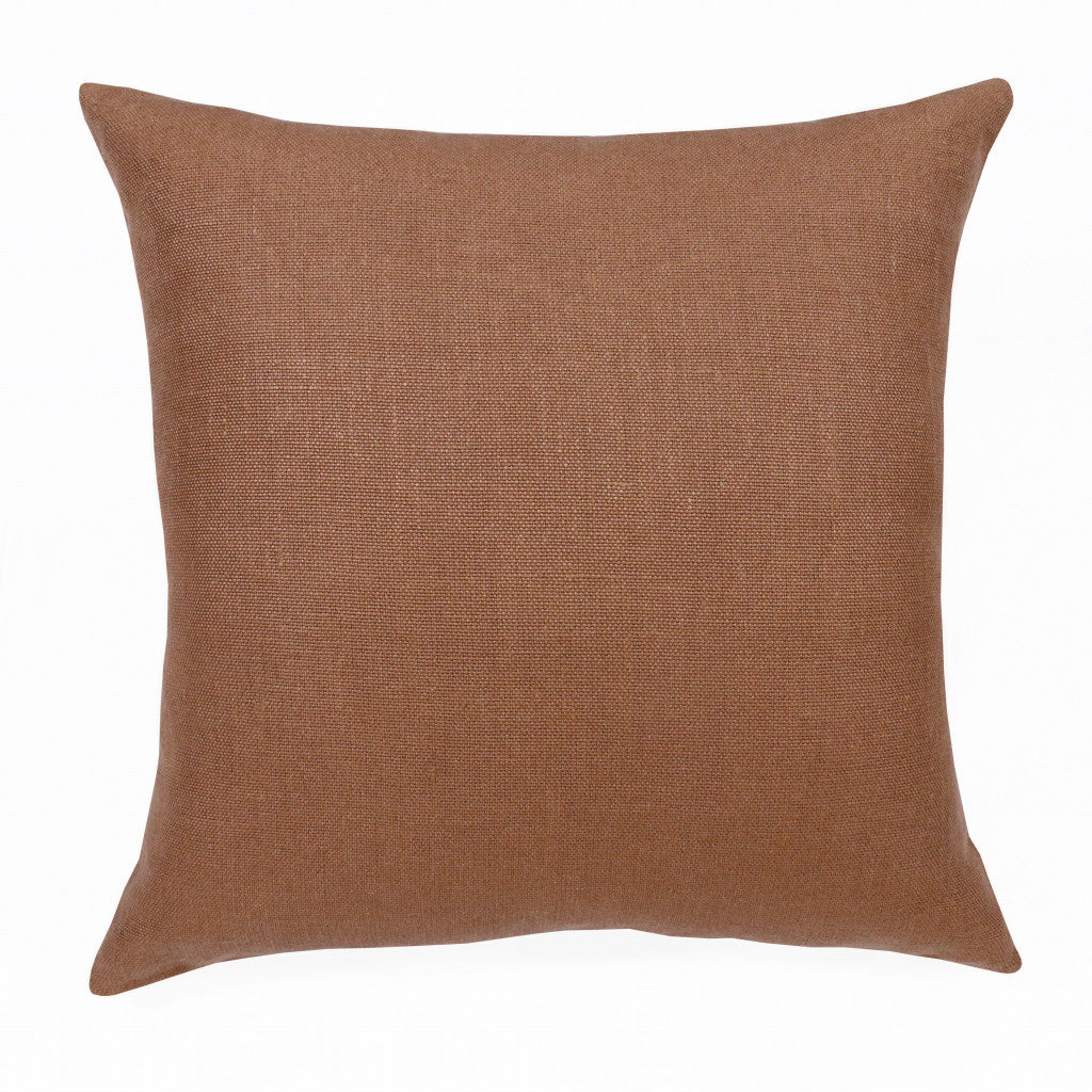 20" Brown Linen Throw Pillow