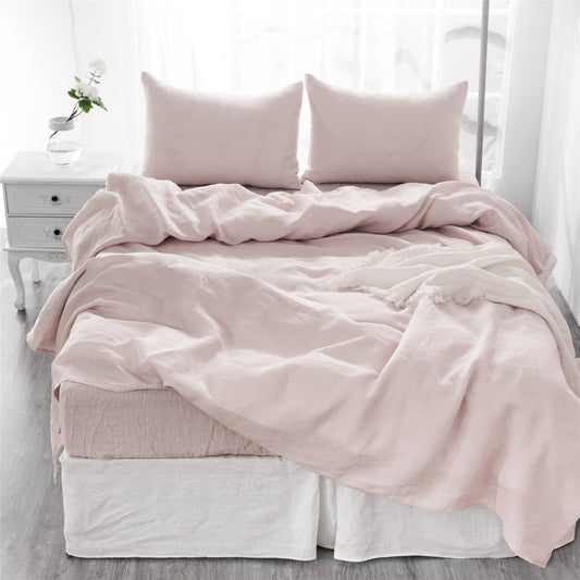 Four Piece Light Pink Linen Sheet Set