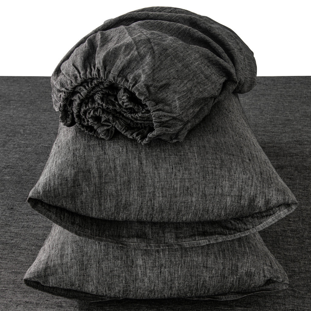 Ensemble de draps en lin Onyx quatre pièces