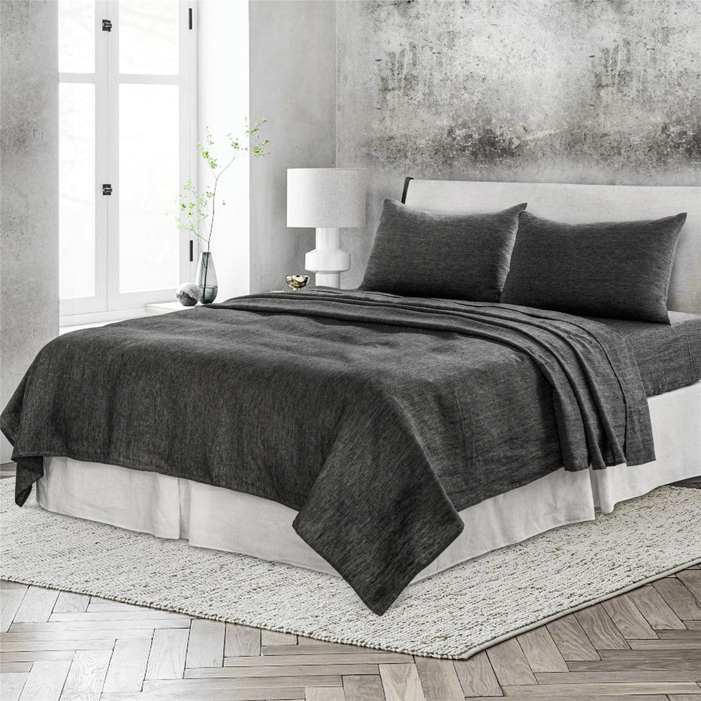 Ensemble de draps en lin Onyx quatre pièces