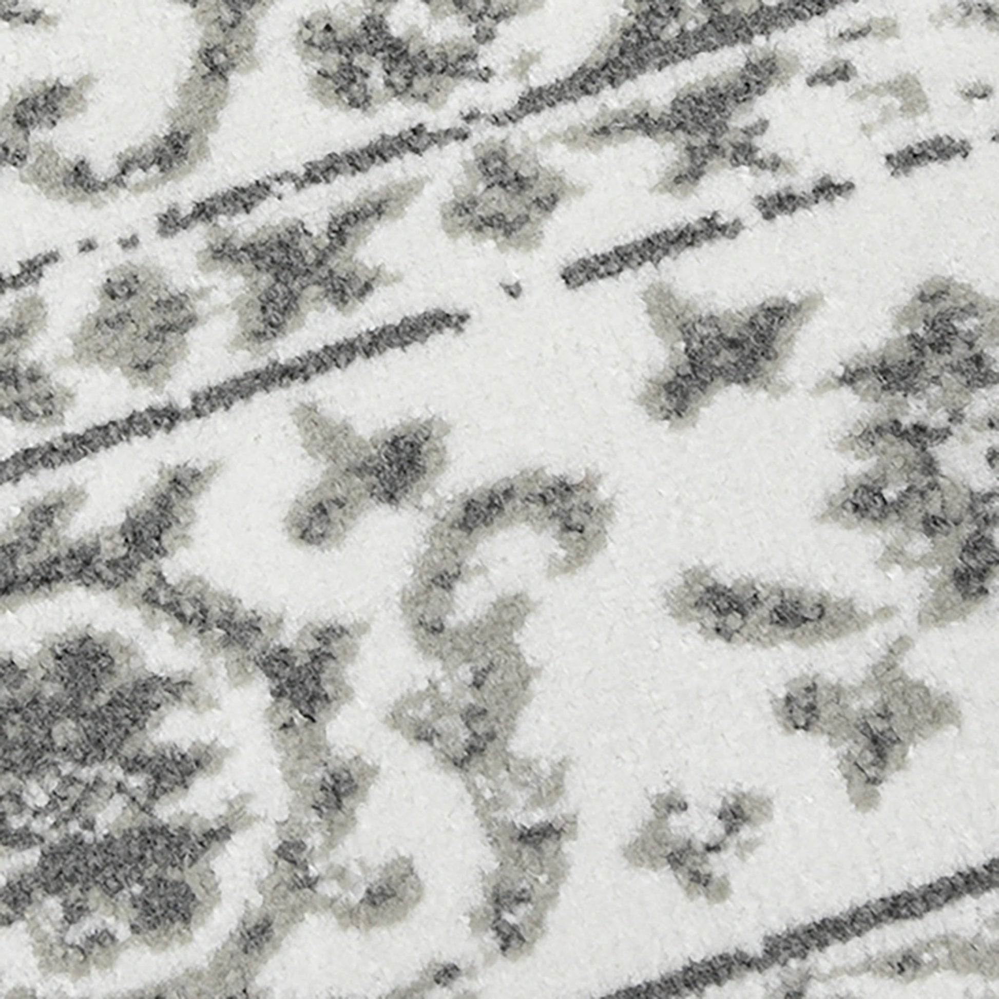 8' Ivory And Gray Floral Round Rug-7