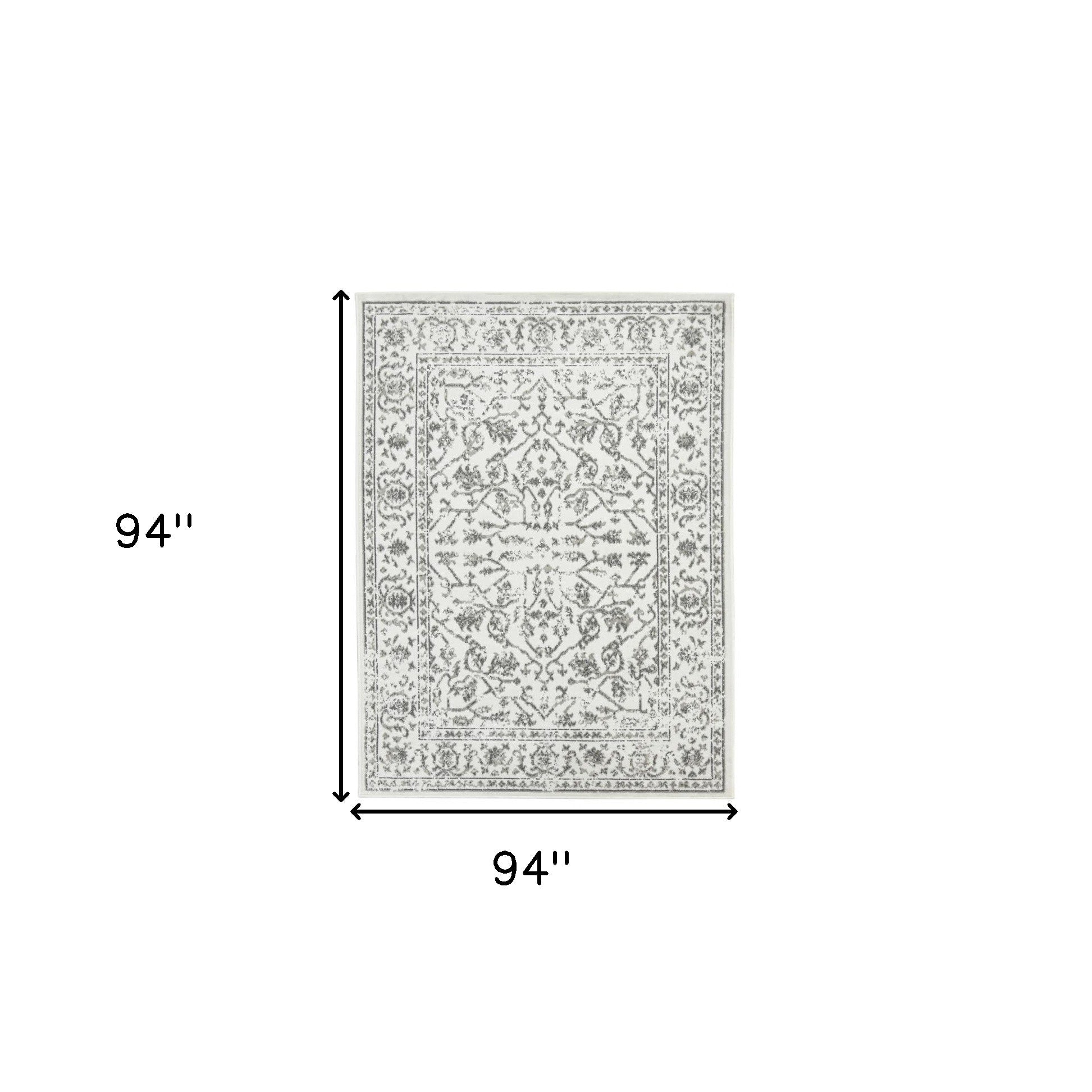 8' Ivory And Gray Floral Round Rug-4