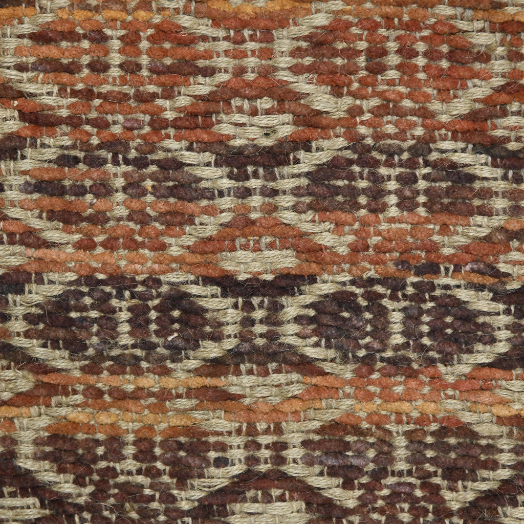 5' X 8' Rust And Tan Jute Geometric Flatweave Handmade Area Rug-3