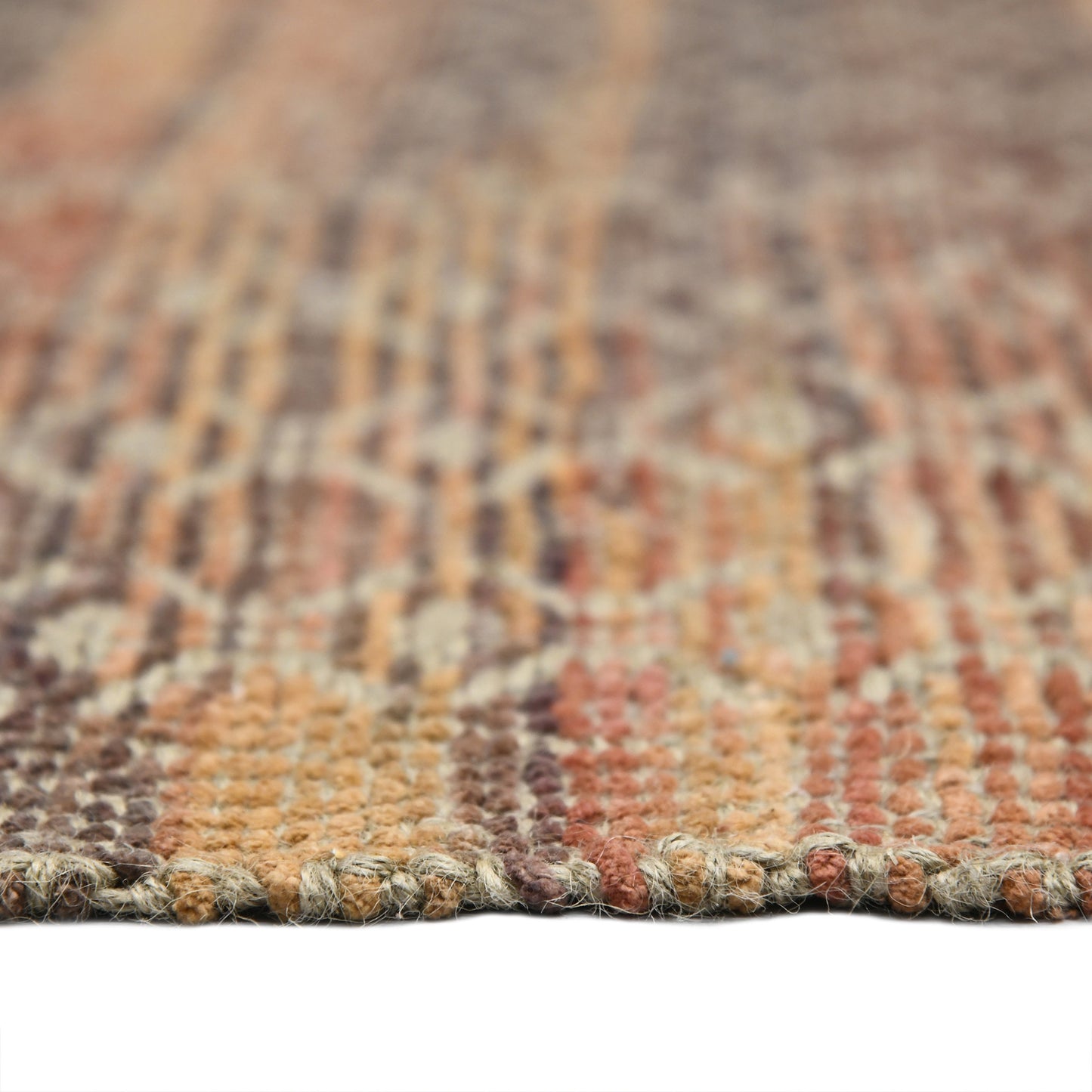 5' X 8' Rust And Tan Jute Geometric Flatweave Handmade Area Rug-7