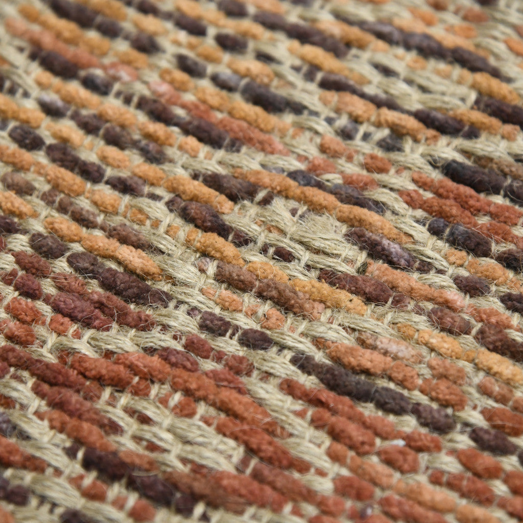 5' X 8' Rust And Tan Jute Geometric Flatweave Handmade Area Rug-8