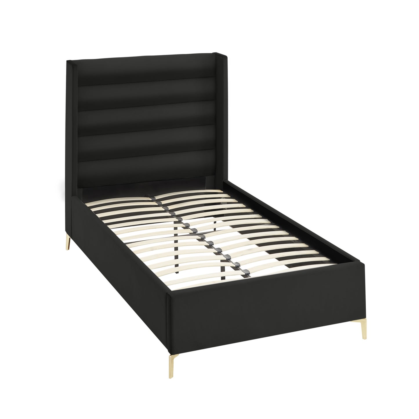 Black Velvet Upholstered Full Bed Frame-3