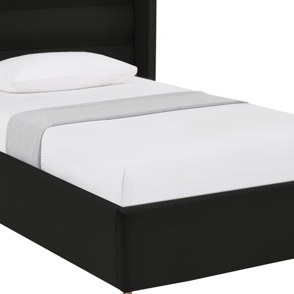 Black Velvet Upholstered Full Bed Frame-5