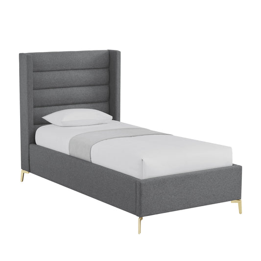 Gray Linen Upholstered Full Bed Frame