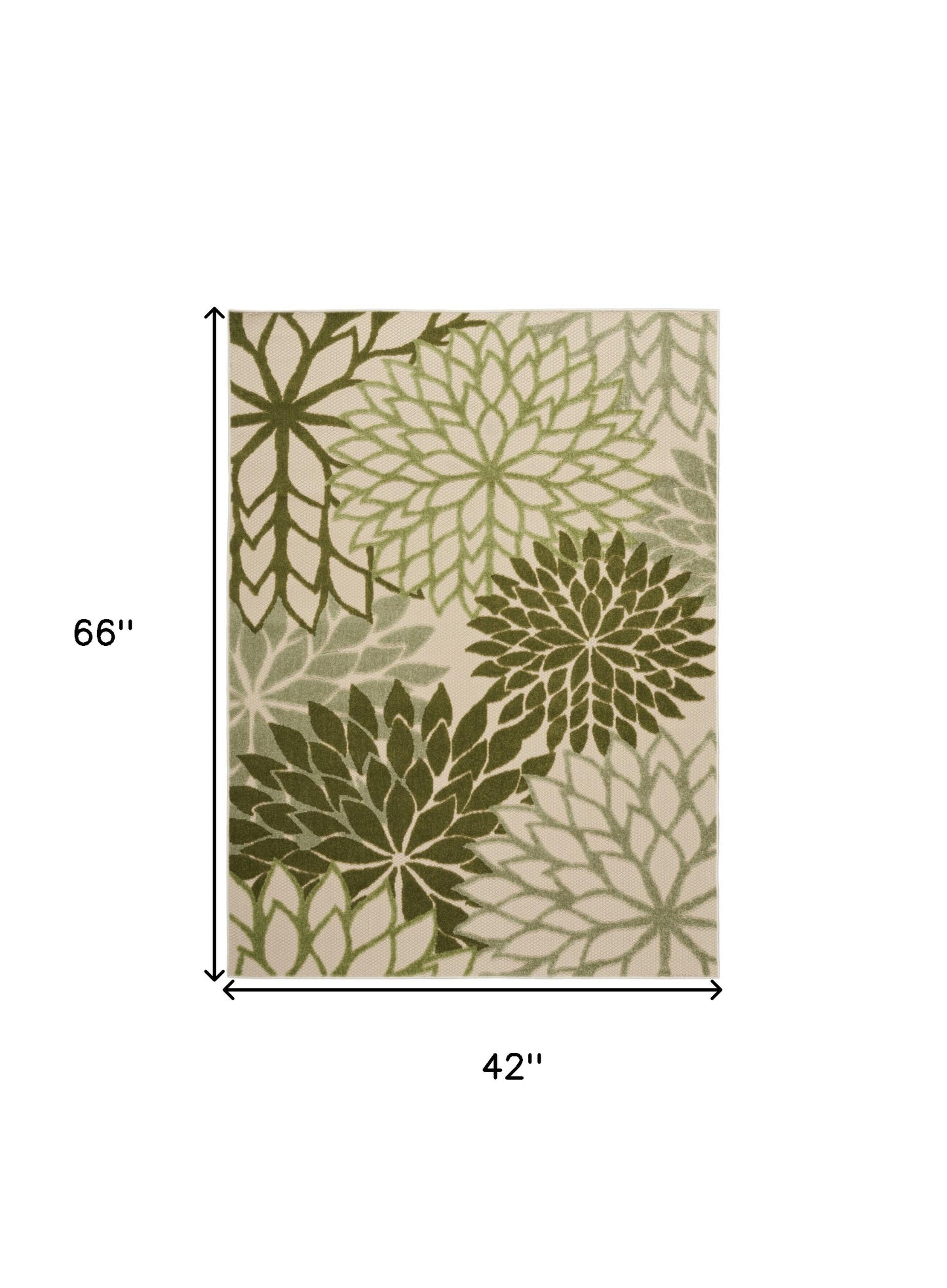 4' X 6' Ivory And Green Floral Indoor Outdoor Area Rug