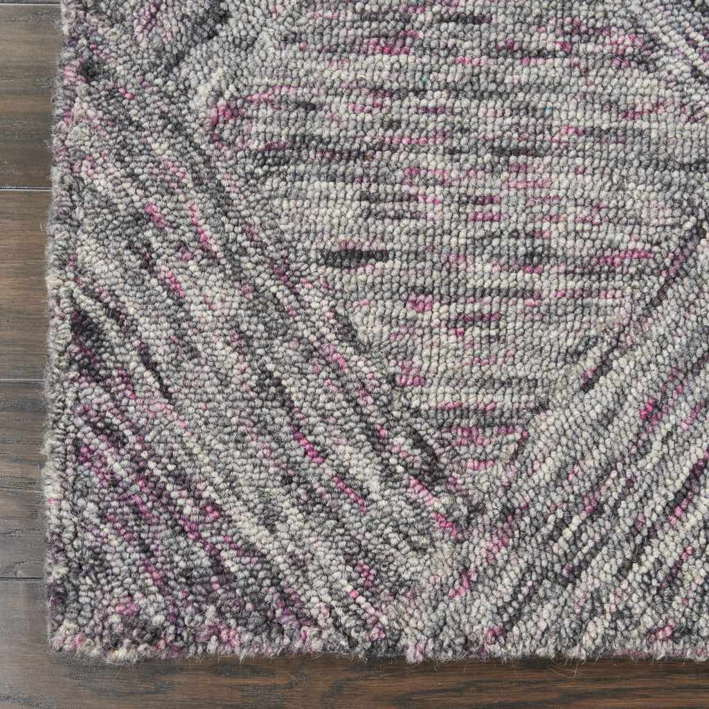 8' Black Gray and Ivory Wool Geometric Runner Rug-8