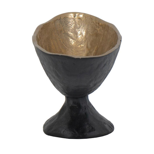 5" Black And Gold Oval Aluminum Table Vase