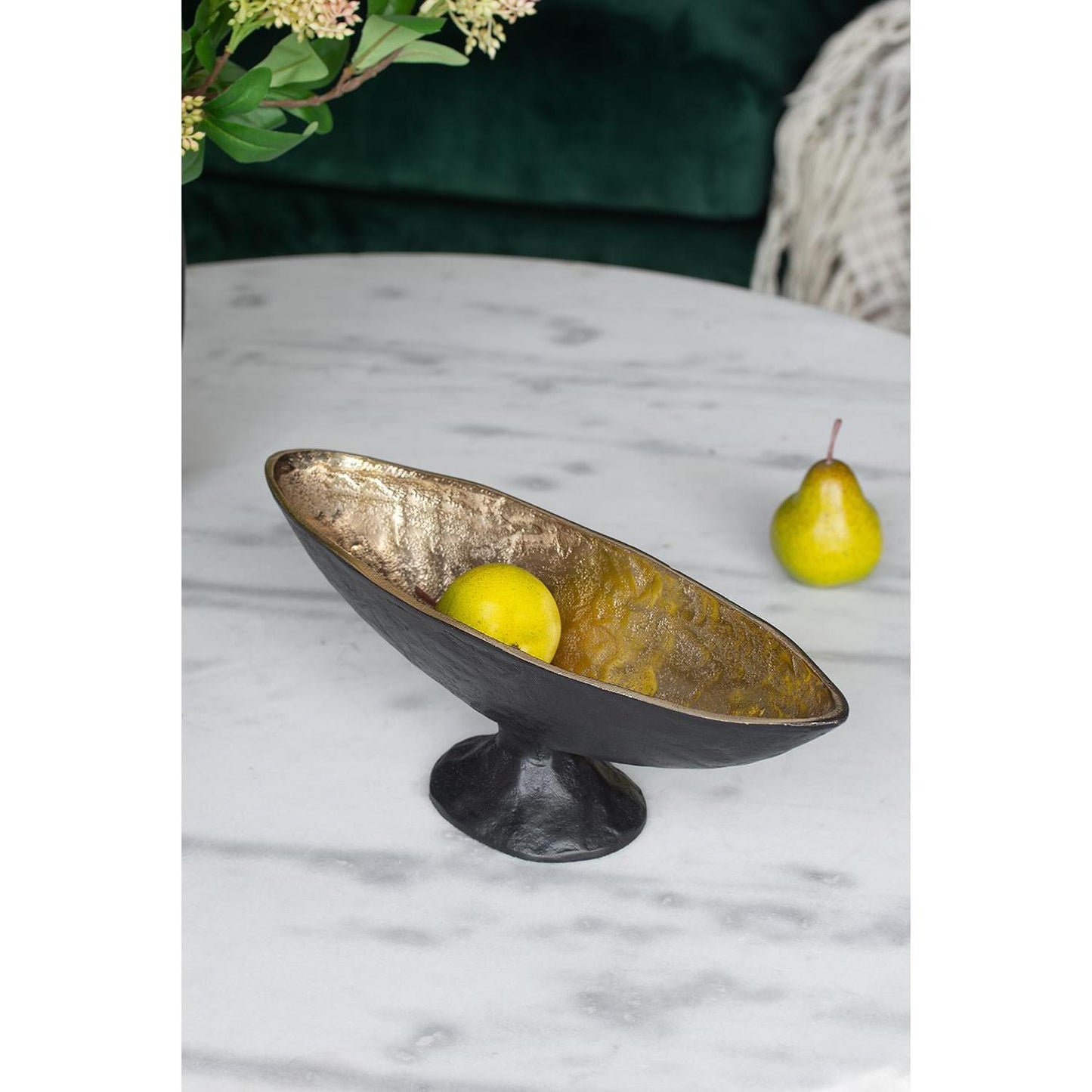 5" Black And Gold Oval Aluminum Table Vase