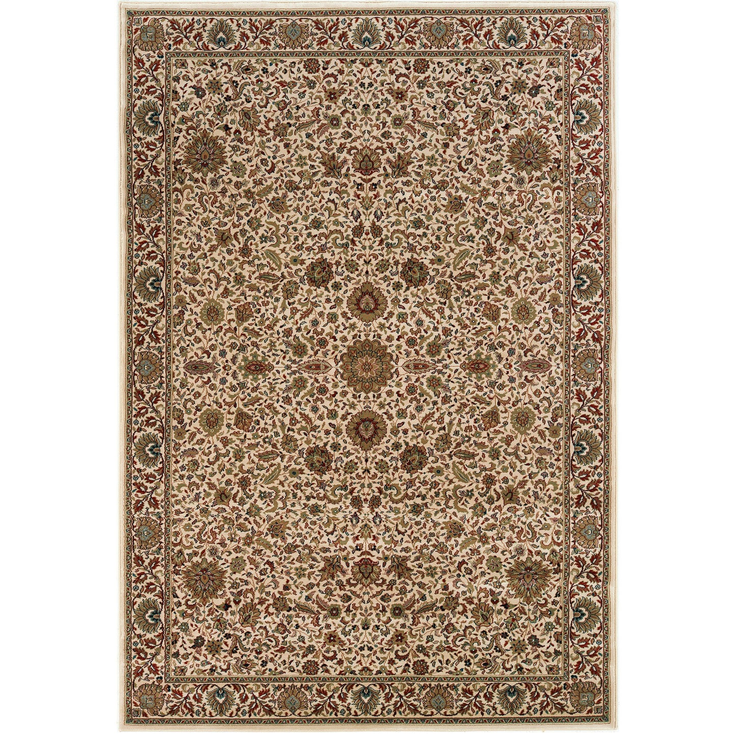 7' X 10' Ivory And Green Oriental Area Rug-1