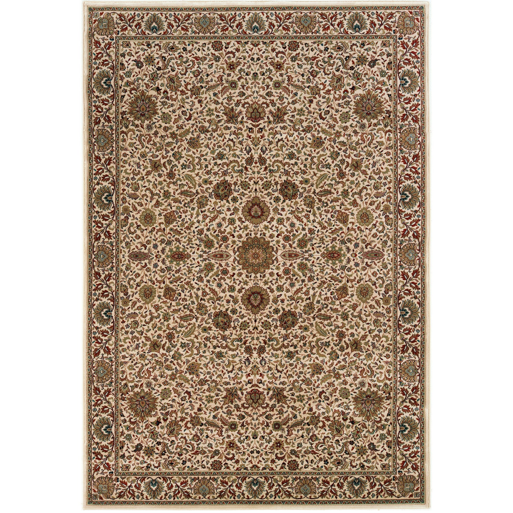 7' X 10' Ivory And Green Oriental Area Rug-1