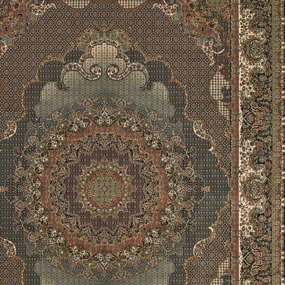 8' X 11' Blue And Red Medallion Area Rug With Fringe-3