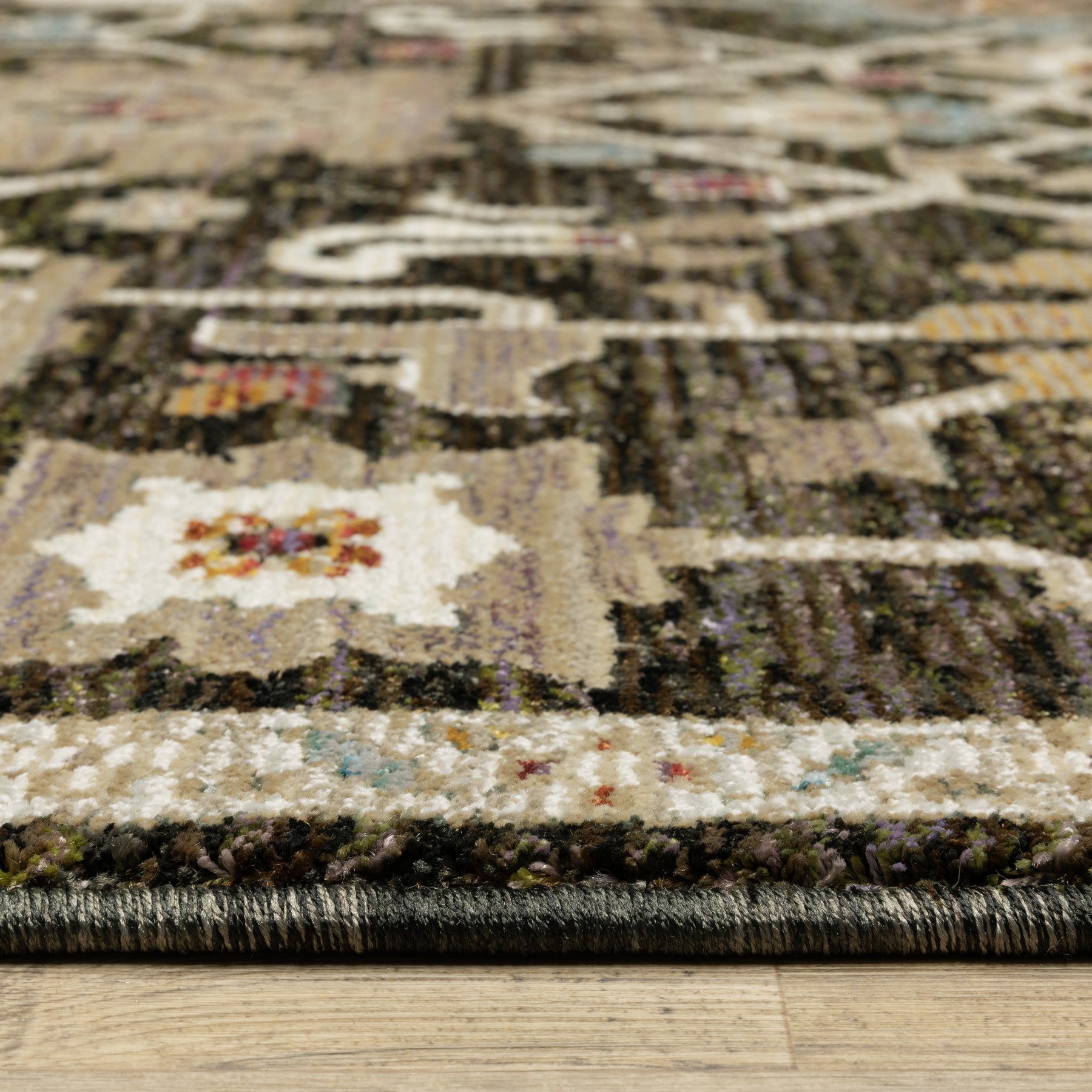 2' X 3' Brown Black And Ivory Oriental Area Rug-4