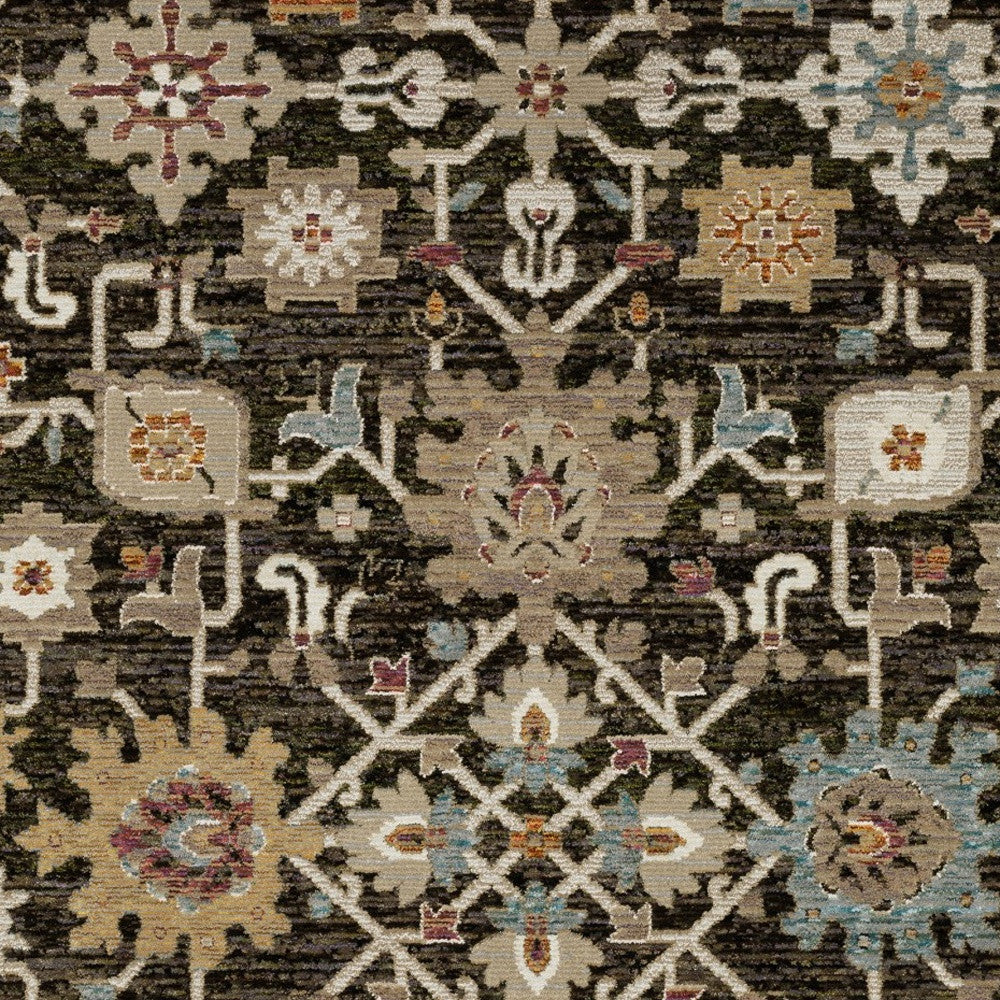 2' X 3' Brown Black And Ivory Oriental Area Rug-7