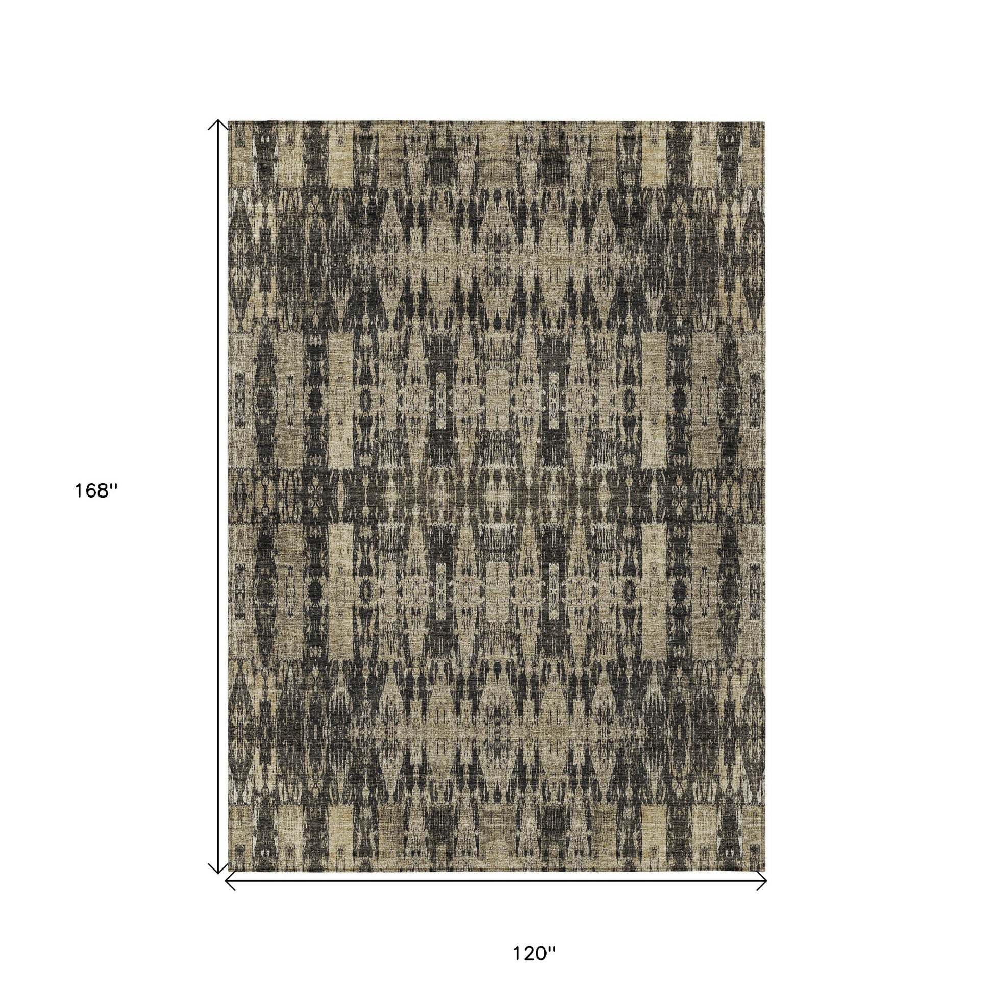 10' X 14' Black Taupe And Beige Moroccan Washable Indoor Outdoor Area Rug-2