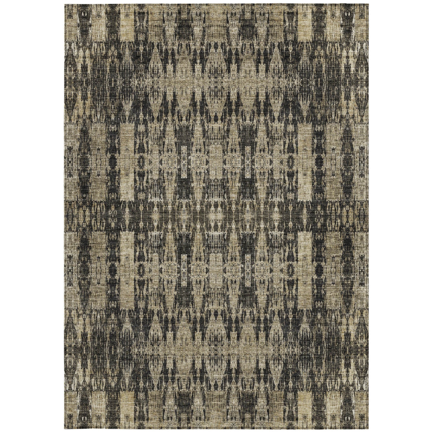 10' X 14' Black Taupe And Beige Moroccan Washable Indoor Outdoor Area Rug-5