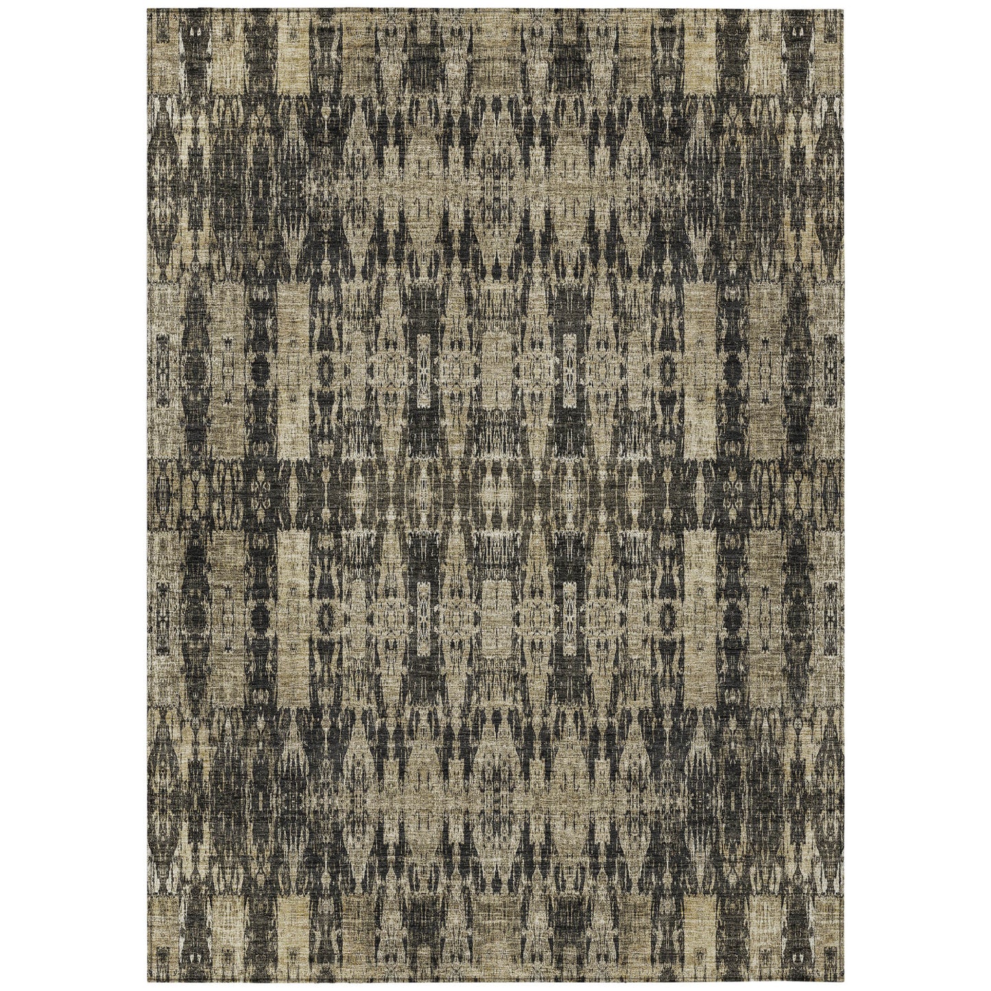 10' X 14' Black Taupe And Beige Moroccan Washable Indoor Outdoor Area Rug-1