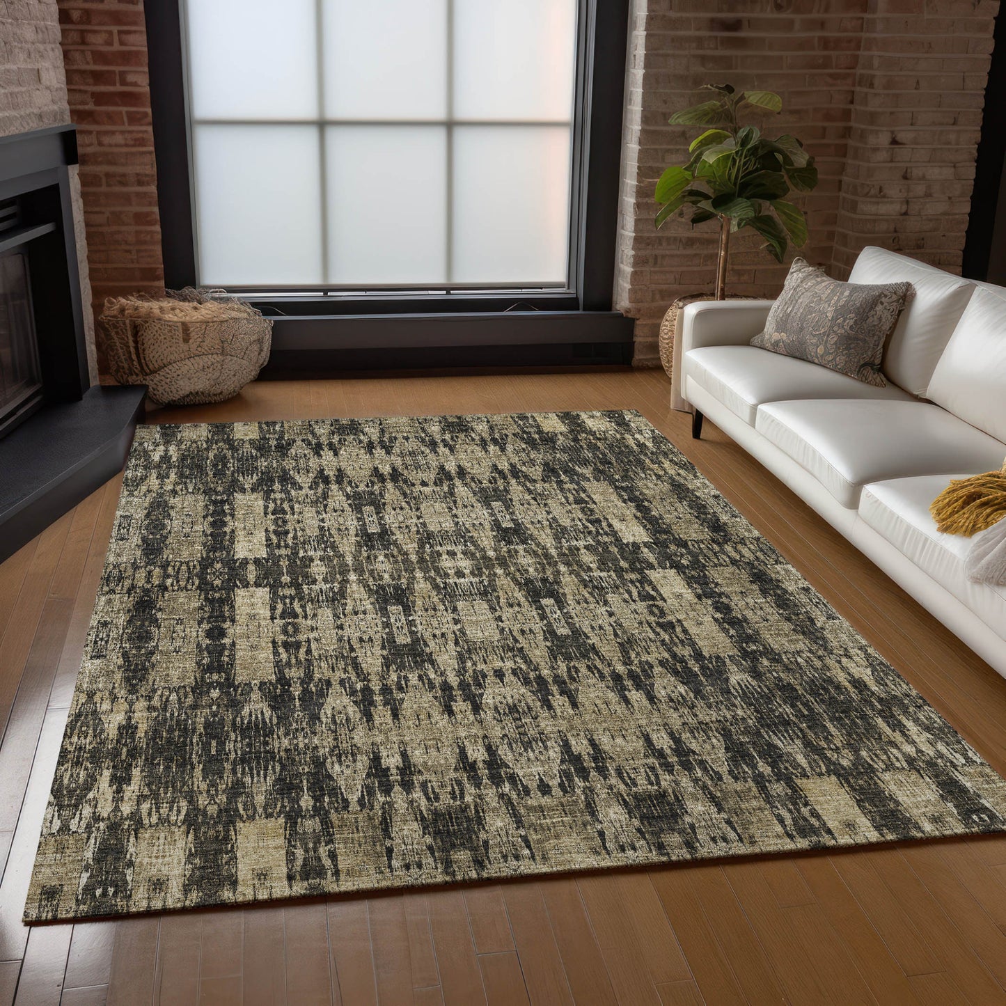10' X 14' Black Taupe And Beige Moroccan Washable Indoor Outdoor Area Rug-8