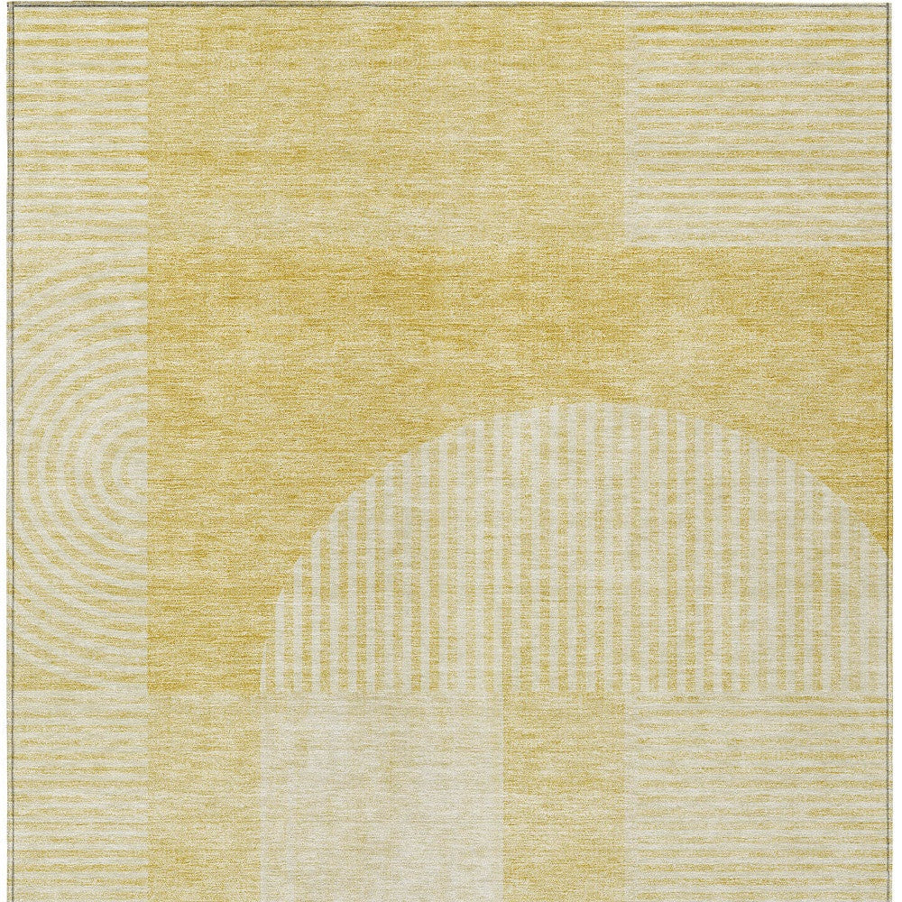 9' X 12' Gold Ivory And Yellow Geometric Washable Indoor Outdoor Area Rug-5
