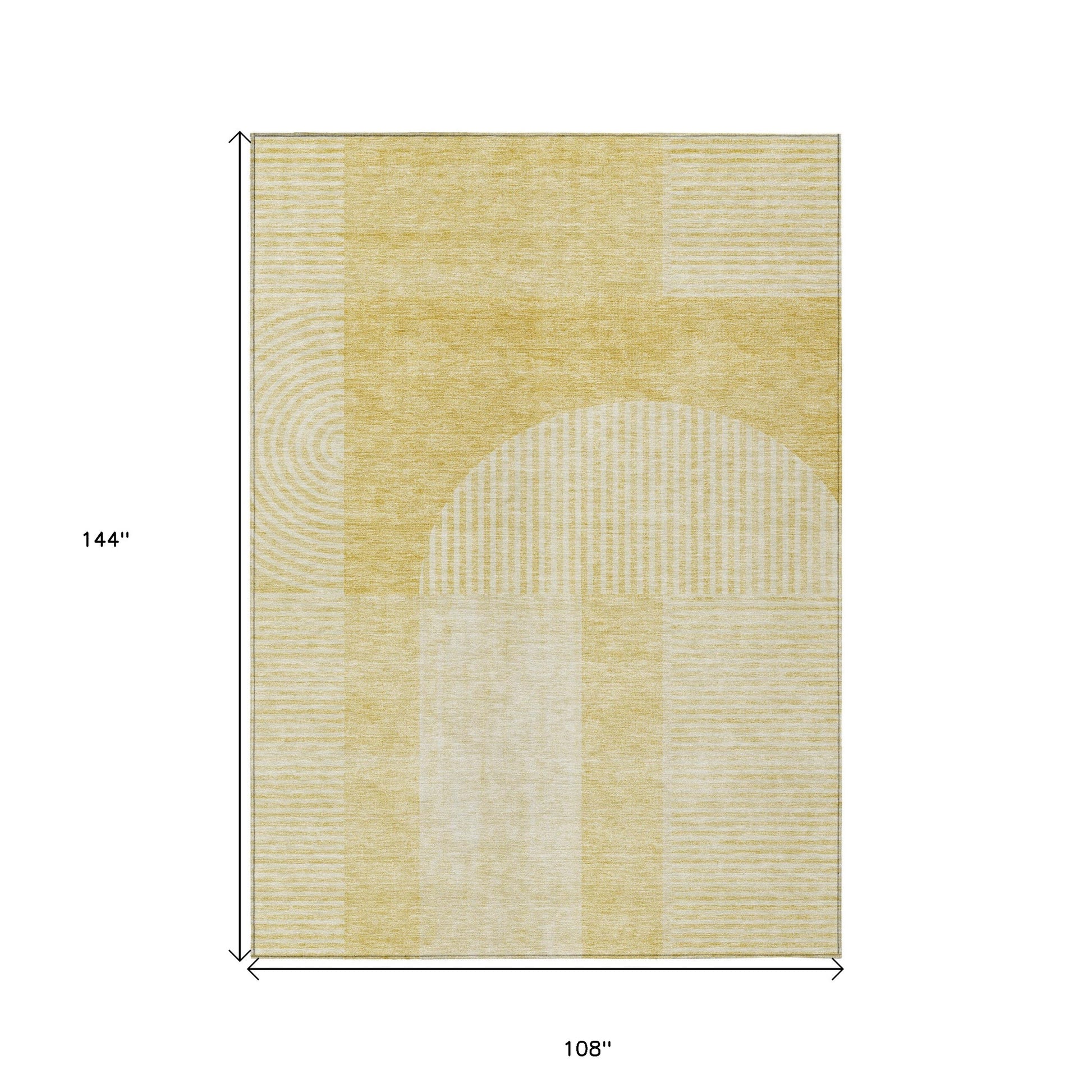 9' X 12' Gold Ivory And Yellow Geometric Washable Indoor Outdoor Area Rug-2